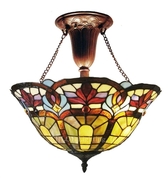 Tiffany-style Victorian 2 Light Semi-flush Ceiling Fixture 16" Shade