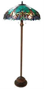 "LIAISON" Tiffany-style Victorian 2 Light Floor Lamp 18" Shade 