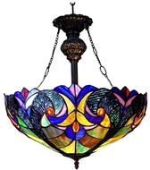 Victorian 2 Blue, Yellow, Brown and Grey Light Inverted Ceiling Pendant Fixture 18" Shade 
